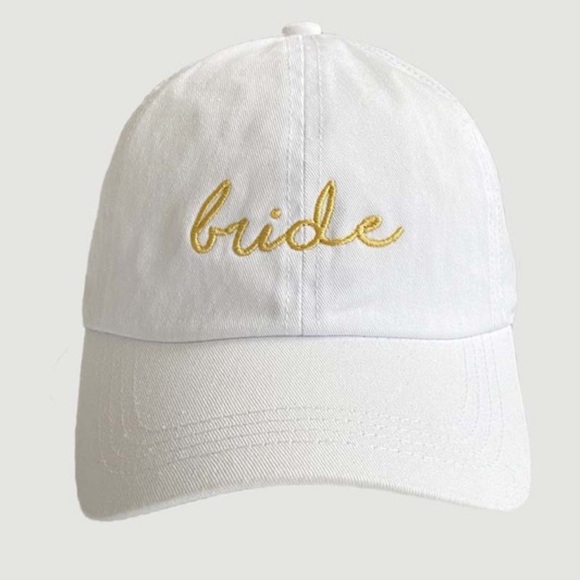 White Bride Hat with Gold or Pink Embroidery - Picture 3 of 4